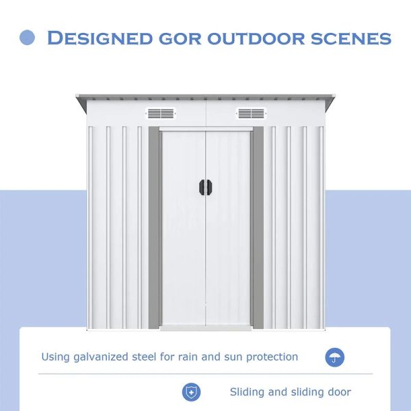 Aoxun 4′ X 6′ Metal Outdoor Garden Storage Shed Outdoor Tool House With Sliding Door For Backyard Garden Lawn Equipment (without Floor Frame) - Image 7