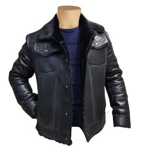 BlackTruckerStyleShearlingJacket-1