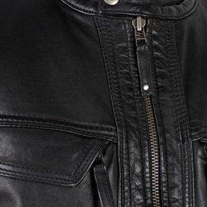 Men’s Bonito Black Leather Jacket with flap pockets - Image 3