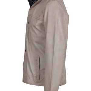 Barnes Bone White hand waxed double collar leather jacket - Image 6