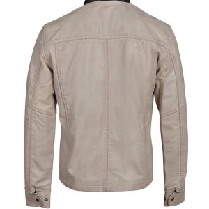 Barnes Bone White hand waxed double collar leather jacket - Image 5