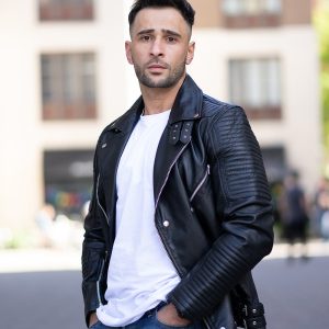 Micheals Biker style leather jacket with Snap buttons closure - Image 3