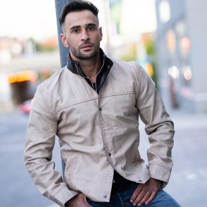 Barnes Bone White hand waxed double collar leather jacket - Image 3