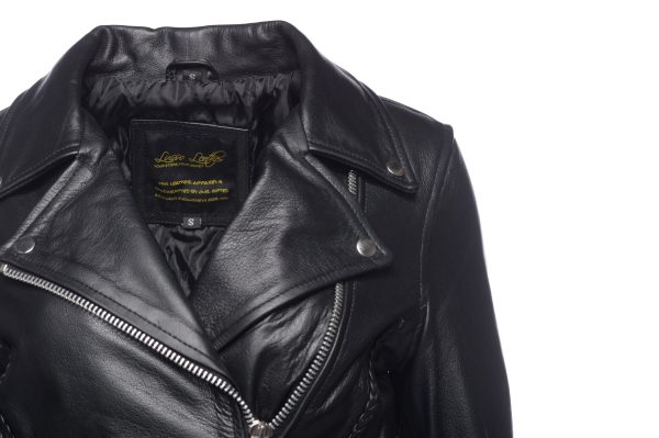 Anna Biker Heavy Leather Jacket With Braiding - Image 3