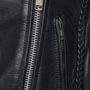 Anna Biker Heavy Leather Jacket With Braiding - Image 5