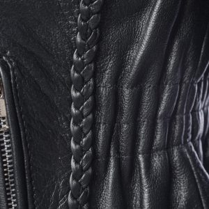 Anna Biker Heavy Leather Jacket With Braiding - Image 6