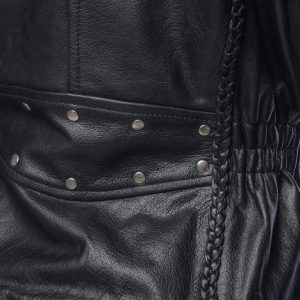 Anna Biker Heavy Leather Jacket With Braiding - Image 7