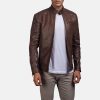 Dean brown leather biker jacket for men - Image 3