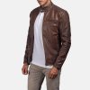 Dean brown leather biker jacket for men - Image 2