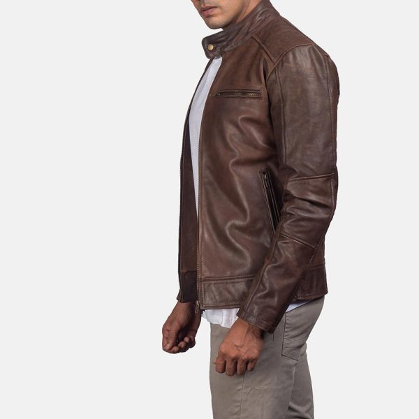 Dean brown leather biker jacket for men