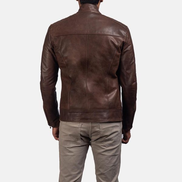 Dean brown leather biker jacket for men - Image 4