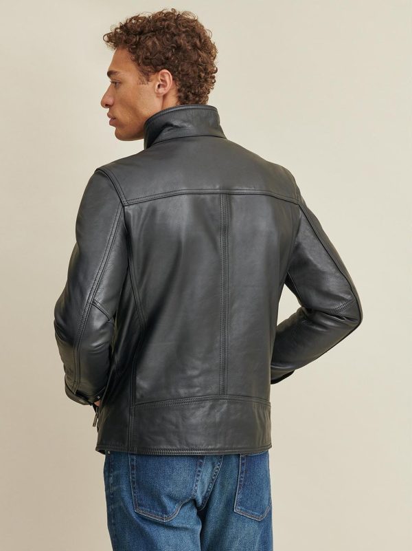 Sean vintage black leather jacket for men - Image 4