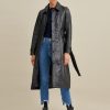 Natasha belted black leather trench for women - Image 3