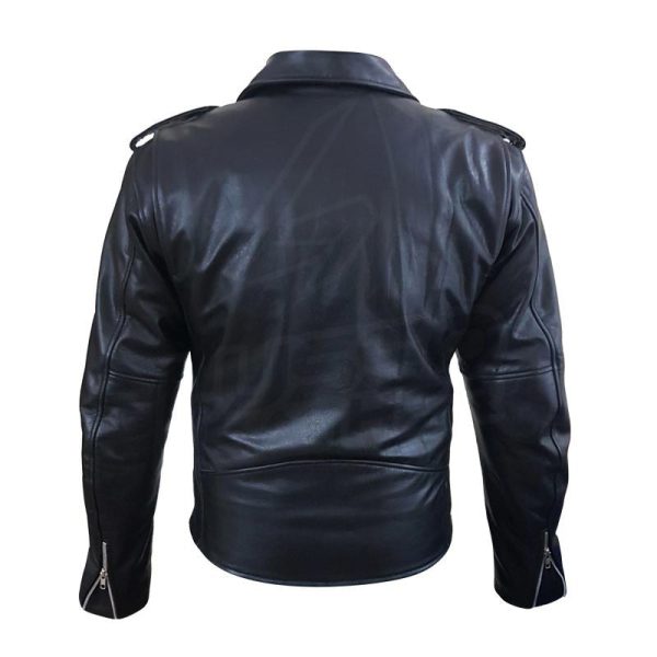 “Perfect” Biker Style Classic Black Premium Heavy Leather Jacket - Image 4