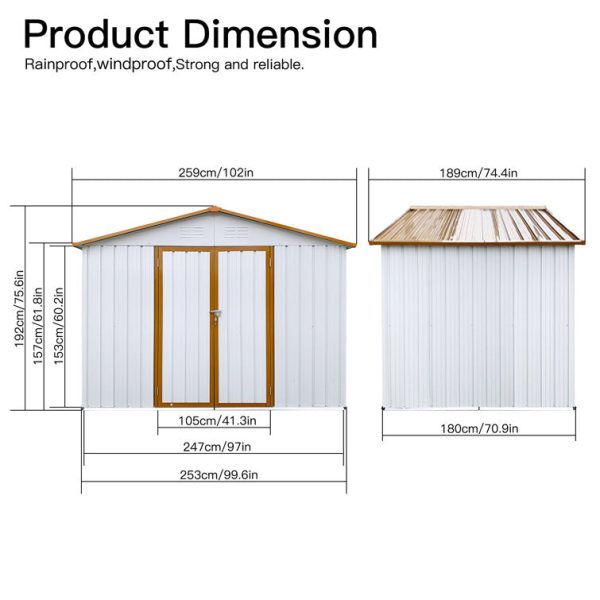 JUMMICO Garden 9 ft. W x 6 ft. D Metal Storage Shed - Image 4