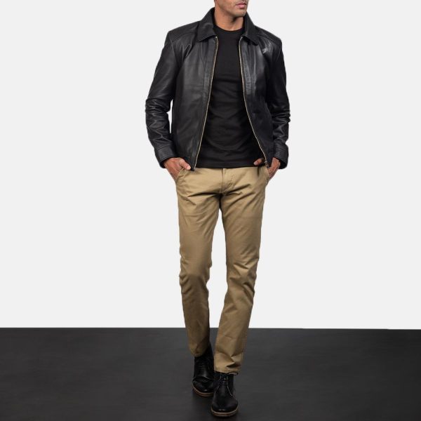 Inferno black leather jacket for men