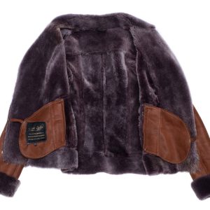 Reyna’s Tan Sheepskin Shearling B-3 Bomber Style Jacket - Image 4