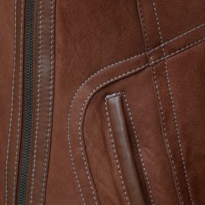 Reyna’s Tan Sheepskin Shearling B-3 Bomber Style Jacket - Image 5