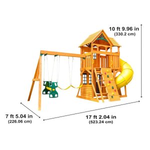 KidKraft Boulder Station Wooden Swing Set / Playset with Tube Slide - Image 3