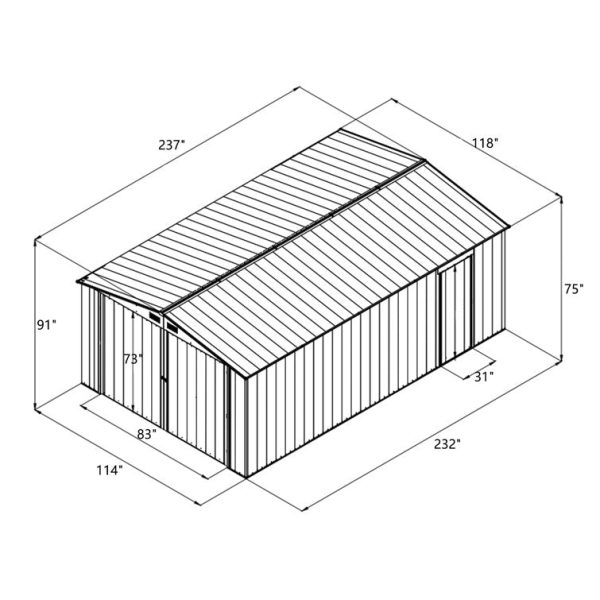 Arlmont & Co. Lachezara 10 ft. W X 20 ft. D Metal Storage Shed - Image 13