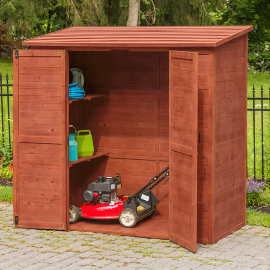 shed interior and shelving