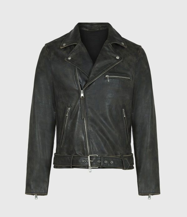 Hank black leather biker jacket for men - Image 2