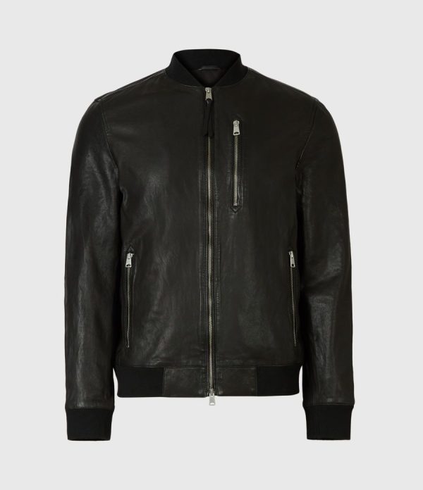 Boyton black leather bomber jacket for men - Image 2