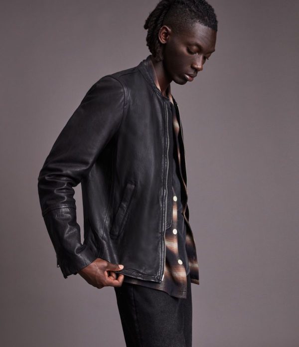 Gates black leather jacket for men - Image 2