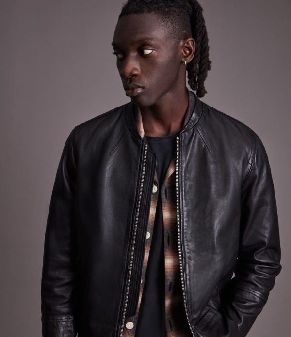 Gates black leather jacket for men