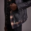 Gates black leather jacket for men - Image 4