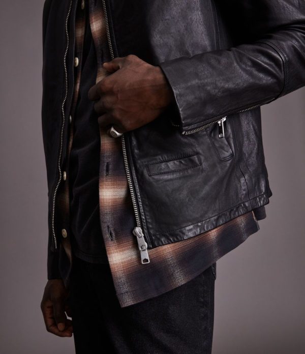 Gates black leather jacket for men - Image 4