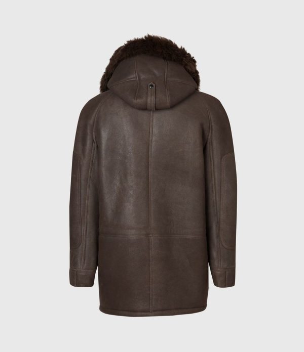 Reidun shearling brown leather jacket for men - Image 4