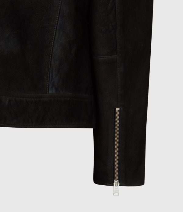 Mauri black leather biker jacket for men - Image 4