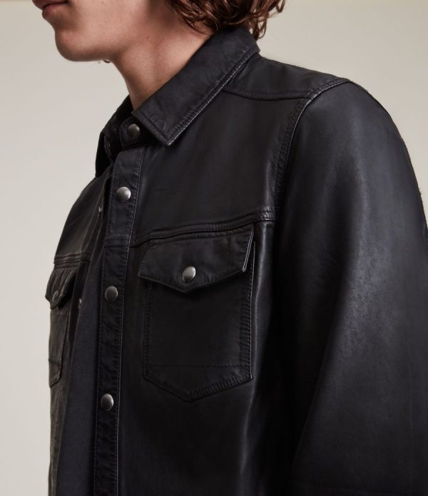Irwin black leather jacket for men