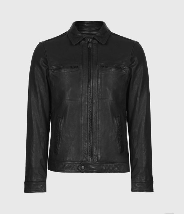 Lark black leather jacket for men - Image 3