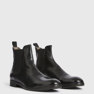 Jesiah black leather boots for men