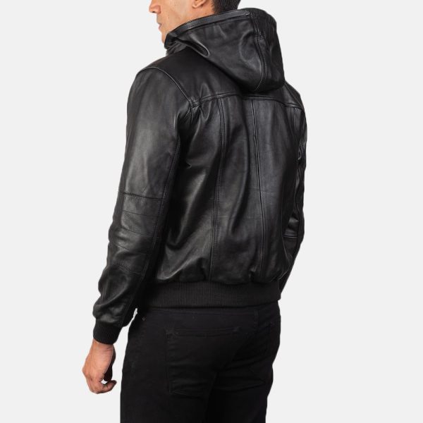 Bouncer biz black leather bomber jacket for men - Image 4