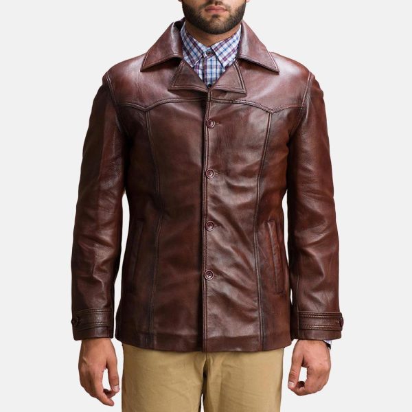 Vincent alley brown leather jacket for men - Image 2