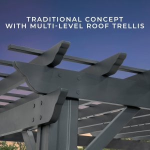 16×12 Stratford Traditional Steel Pergola With Sail Shade Soft Canopy - Image 12