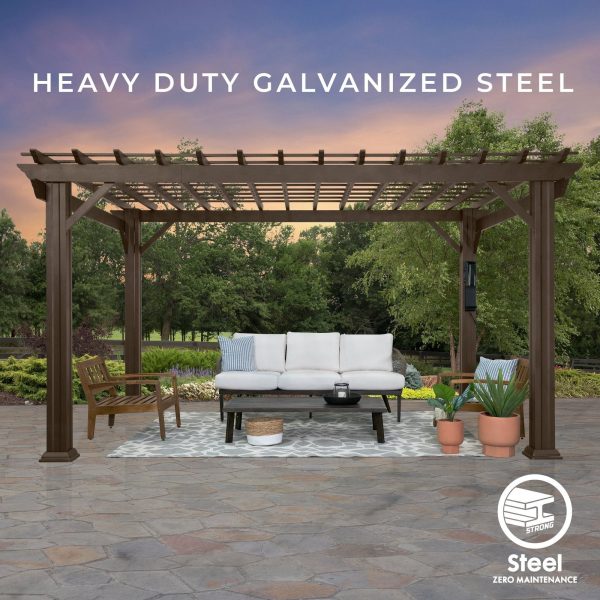 14×12 Ashford Traditional Steel Pergola With Sail Shade Soft Canopy - Image 8