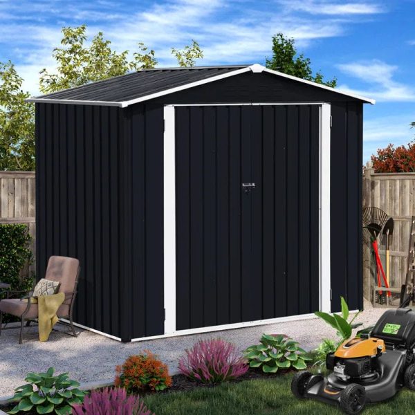 Outdoor Storage Shed Waterproof 4.2×7 Ft, Heavy Duty Metal Outside Utility Tool Portable Shed House With Lockable Doors For Patio Backyard Garden, Black - Image 7