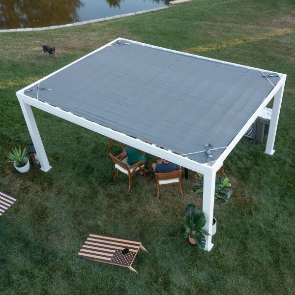 16×12 Windham Modern Steel Pergola With Sail Shade Soft Canopy - Image 14