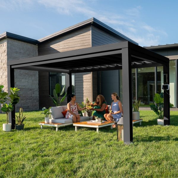 14×12 Trenton Modern Steel Pergola With Sail Shade Soft Canopy - Image 10