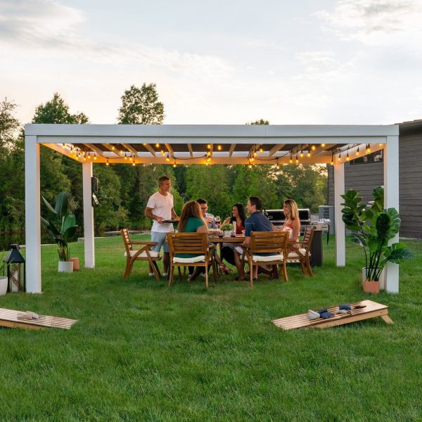 16×12 Windham Modern Steel Pergola With Sail Shade Soft Canopy - Image 2