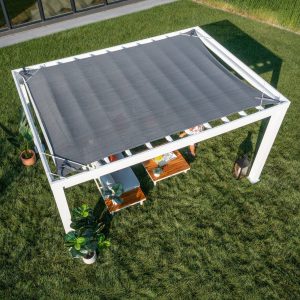 14×12 Windham Modern Steel Pergola With Sail Shade Soft Canopy - Image 16
