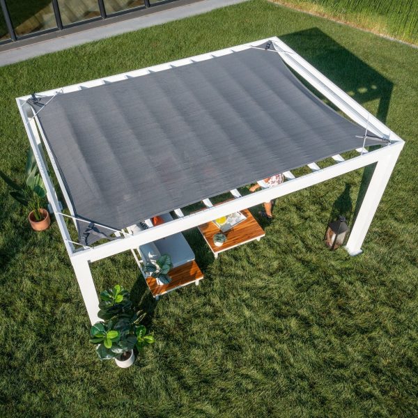 14×12 Windham Modern Steel Pergola With Sail Shade Soft Canopy - Image 16