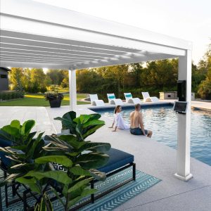 14×12 Windham Modern Steel Pergola With Sail Shade Soft Canopy - Image 8