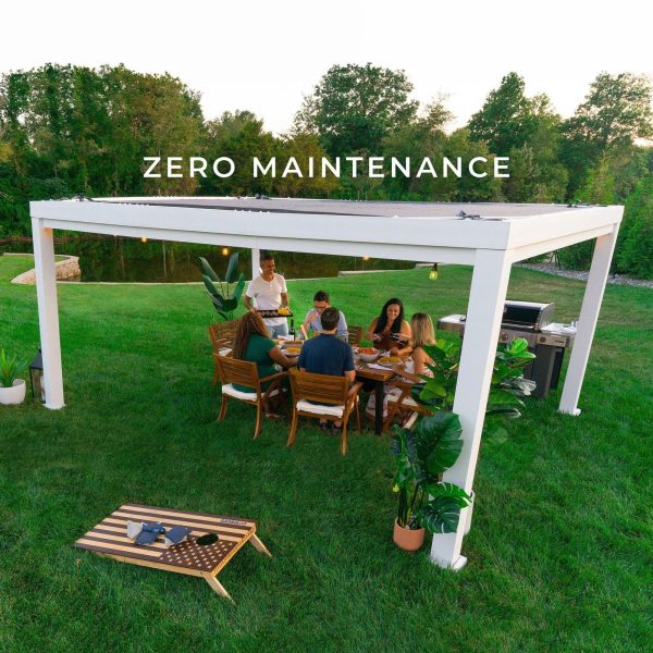 16×12 Windham Modern Steel Pergola With Sail Shade Soft Canopy - Image 10