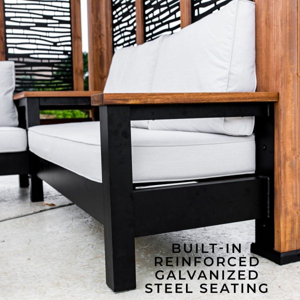 Tuscany Cabana Pergola with Conversation Seating – Bamboo Panels - Image 5