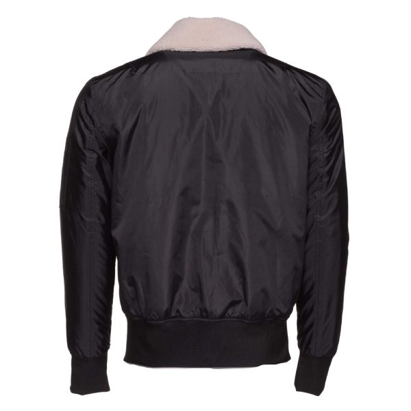 Riccardo’s Black Nylon flight jacket with fur collar - Image 2
